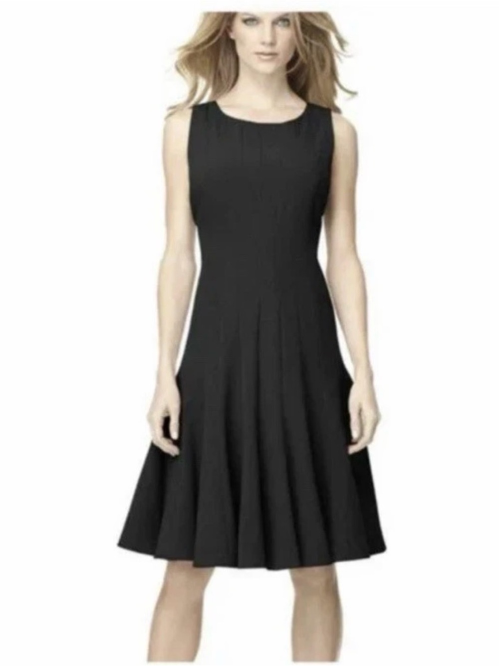 Calvin Klein Black Sleeveless Midi Fit-and-Flare Dress